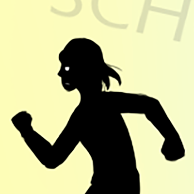 Ilustración digital de una silueta de una chica corriendo