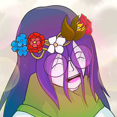 Ilustración de una chica con una corona de flores y feliz