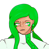 Mujer con coletas y pelo verde